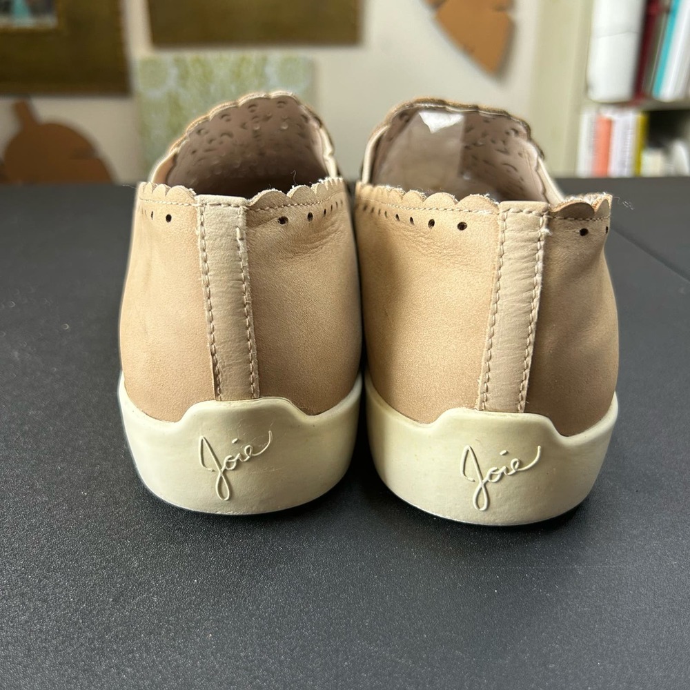 Joie Beige Nude Faux Leather Lace Laser Cut Out Almond Toe Slip On Loafer EUR 38 - Picture 8 of 12